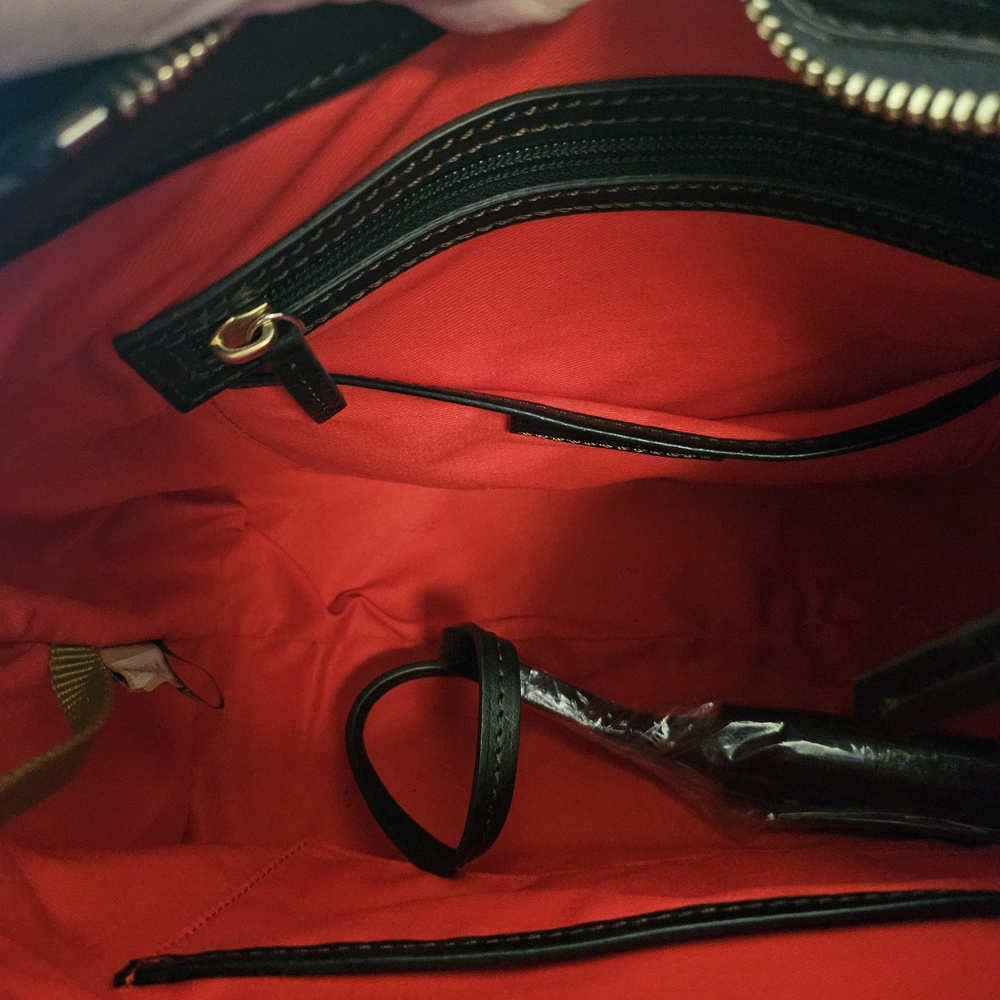 Dooney & Bourke Black Leather Shoulder Bag with Gold Accents - Picture 3 of 3